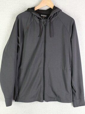 Rhone Hoodie Mens Medium Gray Full Zip Jacket Full Zip Pockets Athletic Stretch